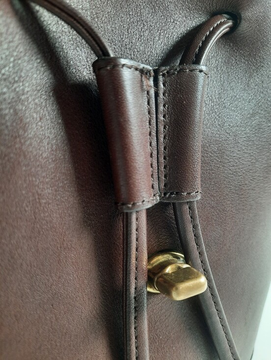 \'98 COACH Turnlock Drawstring Backpack Glove Tanned Leather Mahogany Vtg main image 3